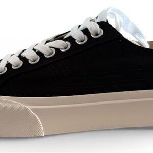 Article No. Black Canvas Sneakers with White and Red Accents
